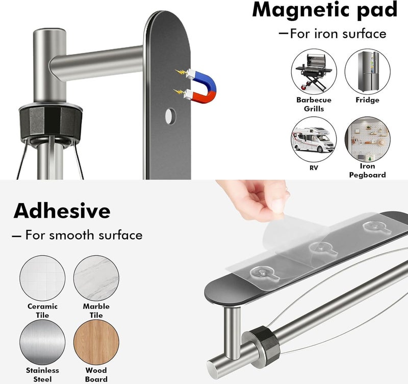 KIHOGEM Magnetic Paper Towel Holder, One Hand Operable Paper Towel Holder Wall Mount with Strong Magnetic Backing and Self-Adhesive for Kitchen Refrigerator RVs Grill Garage(Silver) - Image 5